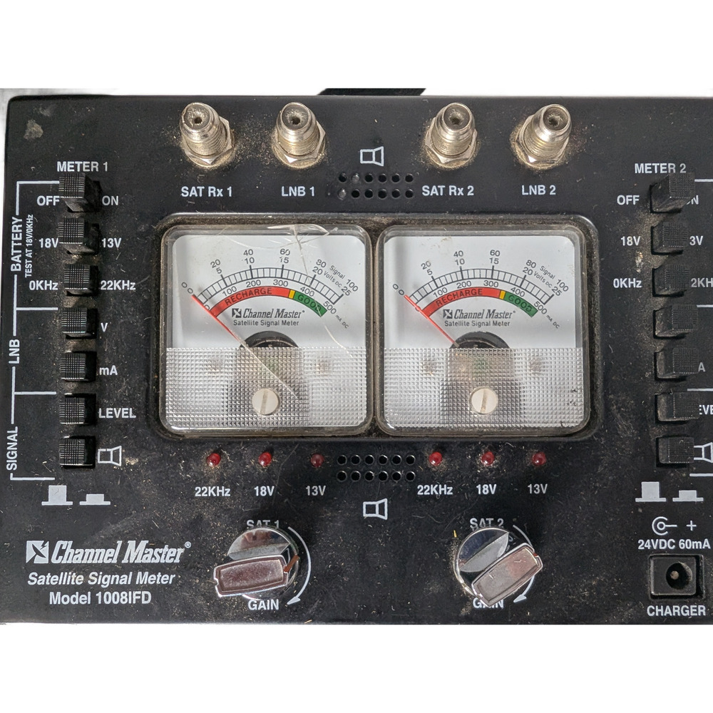 Channel Master 1008IFD Satellite Signal Meter w/ Case – Dual Meter – Tested Work